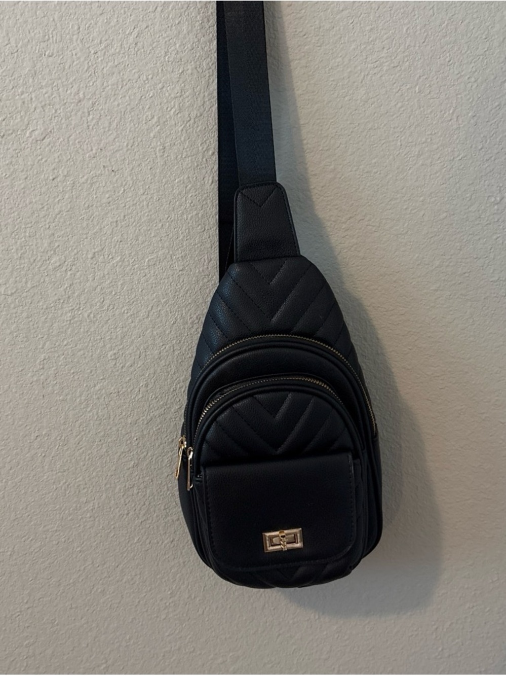 Black Quilted Crossbody Sling Bag - Minimal Designer Style